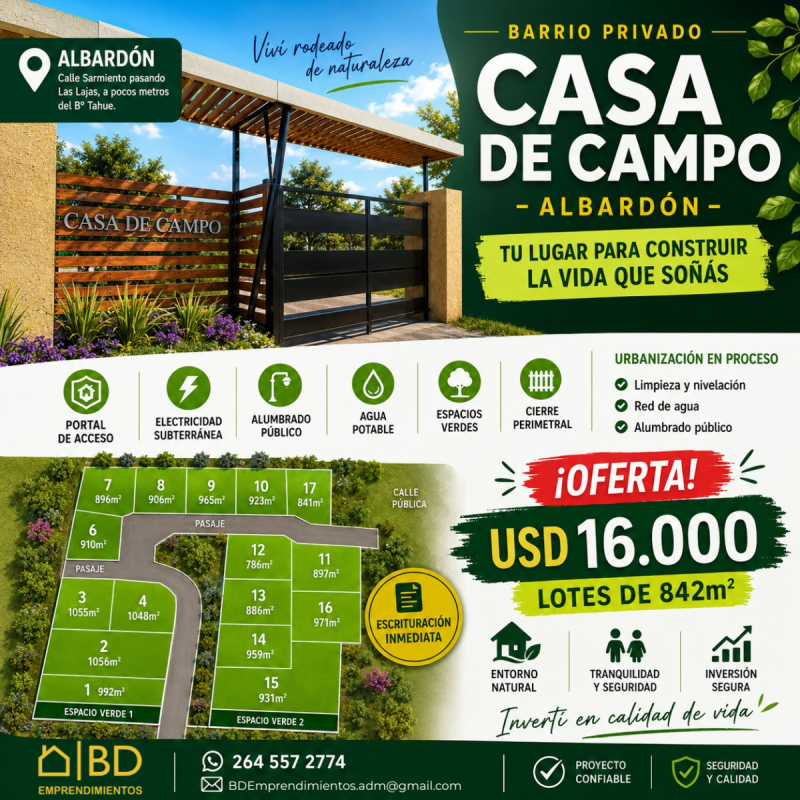 Lote en Barrio privado - Albardon, San Juan, Argentina