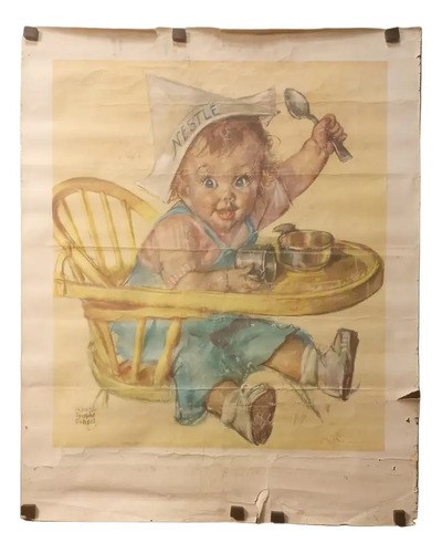 Antiguo Afiche Publicitario Nestlé Bebé Original
