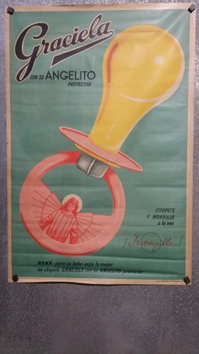 Antiguo Afiche Chupetes Graciela Original - 2