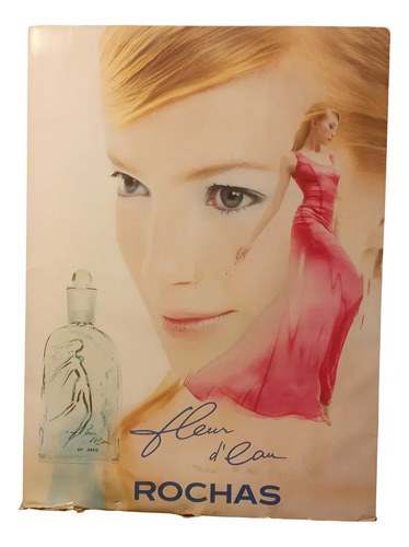 Antiguo Cartel Publicitario Perfumes Rochas Doble Faz Orig. Beige