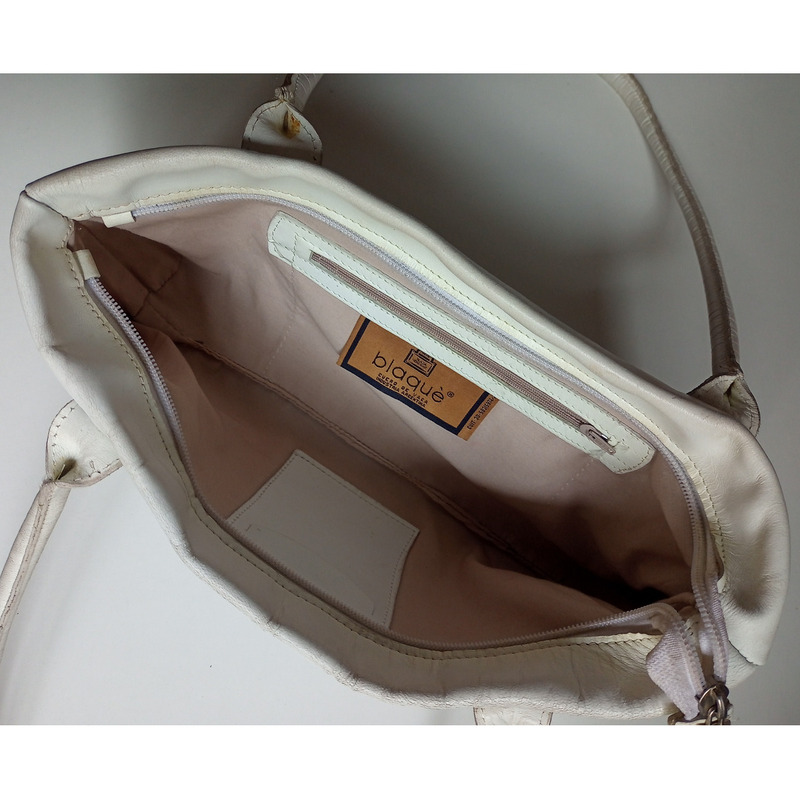Cartera de cuero blanco Blaqué - usada en buen estado - 4