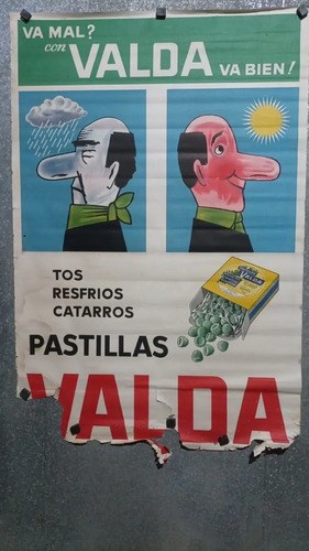 Antiguo Afiche De Pastillas Valda