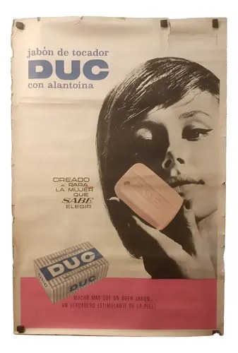 Antiguo Afiche Publicitario En Papel Jabón Duc Original Beige
