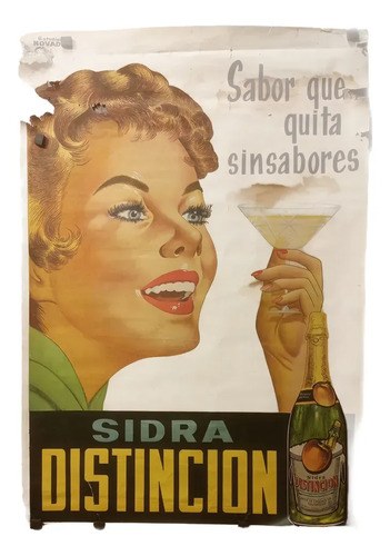 Antiguo Afiche Publicitario Sidra Distinción Original