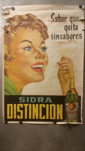 Antiguo Afiche Publicitario Sidra Distinción Original - 10