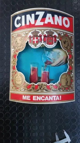 Antiguo Cartel Plástico De Publicidad Cinzano Original Original