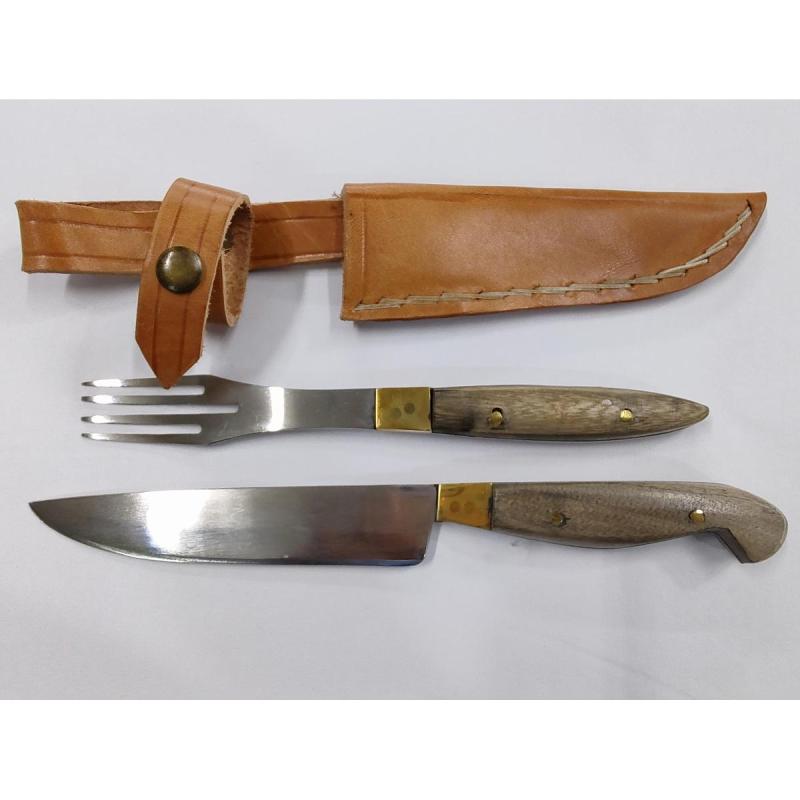 Juego Artesanal Cuchillo Y Tenedor 12 Cm Inox Modelo 08