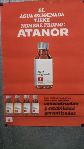 Afiche Antiguo De Agua Oxigenada Atanor Original