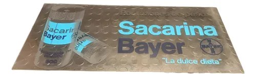 Cartel Publicitario De Acrílico Sacarina Bayer Original Transparente