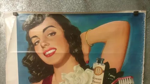 Antiguo Afiche Publicitario Crema Dental Squibb Original - 2