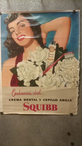 Antiguo Afiche Publicitario Crema Dental Squibb Original - 8