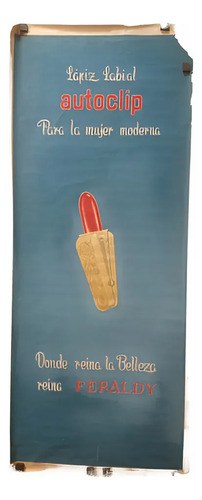 Antiguo Afiche Publicitario Lápiz Labial Autoclip
