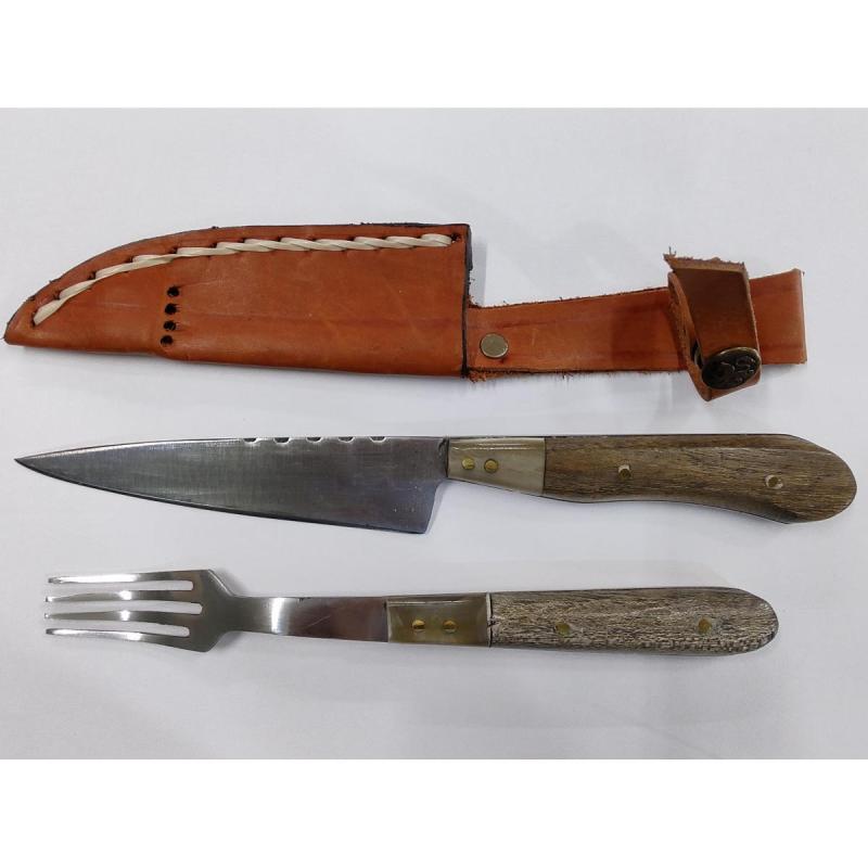 Juego De Asado Artesanal Cuchillo Y Tenedor Modelo 306