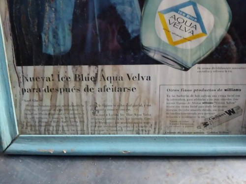 Antigua Publicidad Con Marco Y Vidrio De Aqua Velva Williams - 3