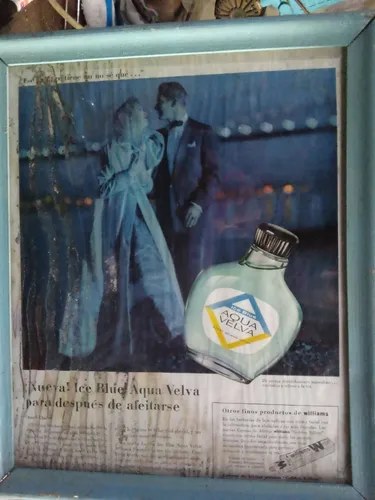 Antigua Publicidad Con Marco Y Vidrio De Aqua Velva Williams - 4