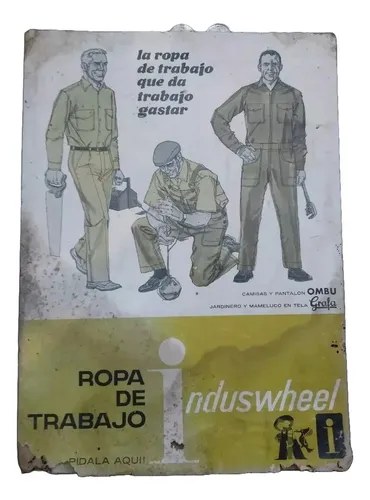 Antiguo Cartel Cartón Publicidad Textil Induswheel Londres