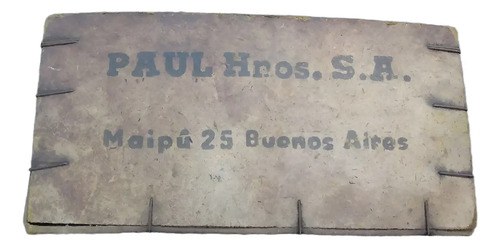 Antigua Caja Del Establecimiento Paul Hnos. Año 1900 Bs. As. Madera Antigua Caja Del Establecimiento