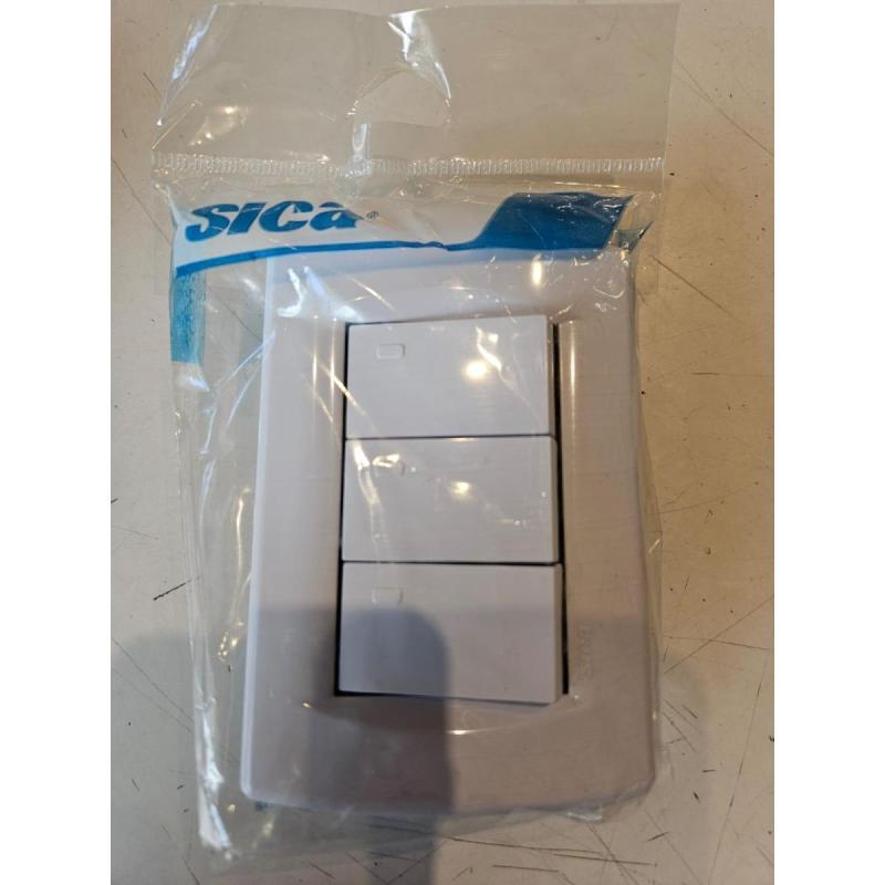 3 Interruptores Sica Armado completo con bastidor y tapa blanca