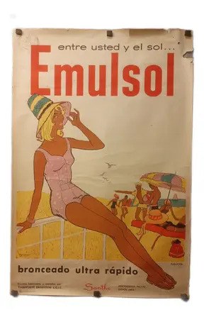 Antiguo Afiche Publicitario Emulsol Original