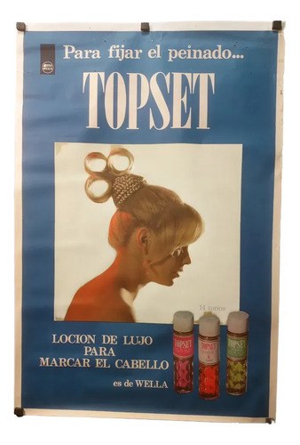 Antiguo Afiche Publicitario Topset De Wella Original