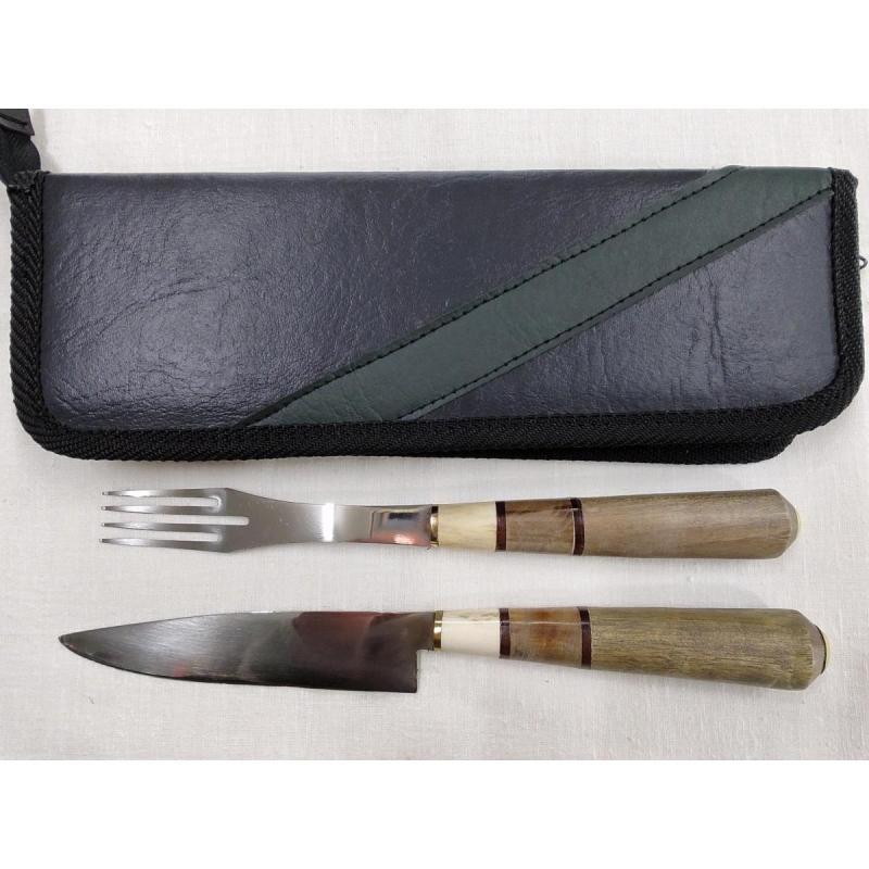 Juego Cuchillo Y Tenedor Con Estuche Acero Inoxidable