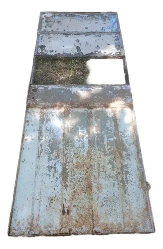 Puerta De Chapa Y Vidrio Sin Marco Gris
