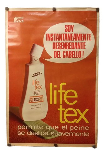Antiguo Afiche Publicitario Wella Life Tex Original