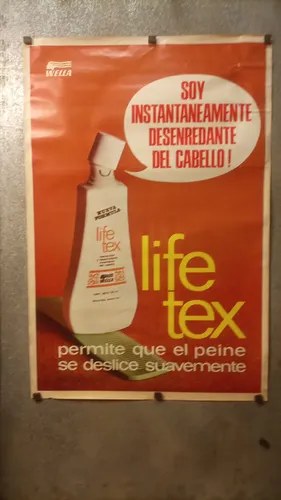 Antiguo Afiche Publicitario Wella Life Tex Original - 2