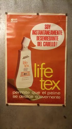 Antiguo Afiche Publicitario Wella Life Tex Original - 3