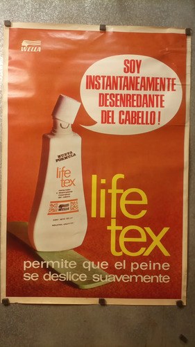 Antiguo Afiche Publicitario Wella Life Tex Original - 9