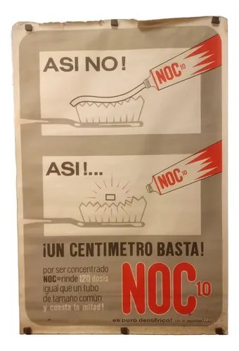 Antiguo Afiche Publicitario Noc 10 Dentífrico Original