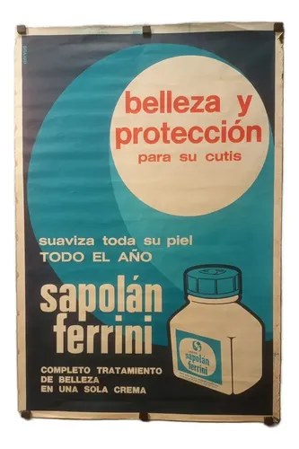 Antiguo Afiche Publicitario Crema Sapolán Ferrini Original
