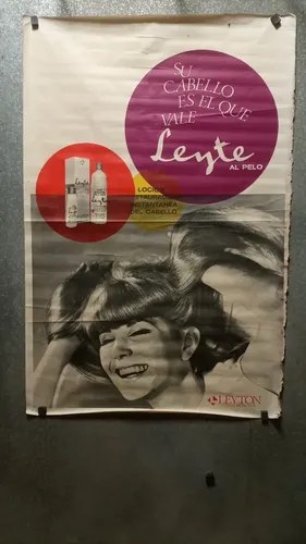 Afiche Antiguo Publicitario Loción Para El Cabello Leyte
