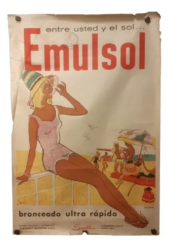 Antiguo Afiche Publicitario Emulsol Antiguo Afiche Publicitario Emulsol