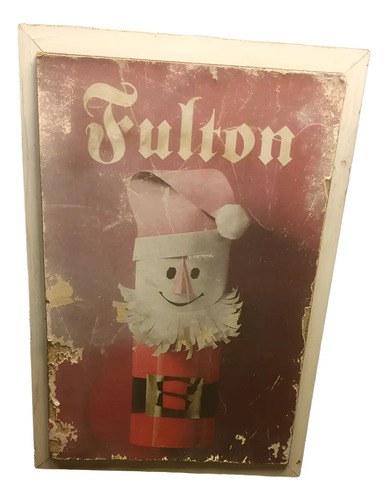 Antiguo Cartel Publicitario Fulton En Cartón Y Aglomerado Rojo
