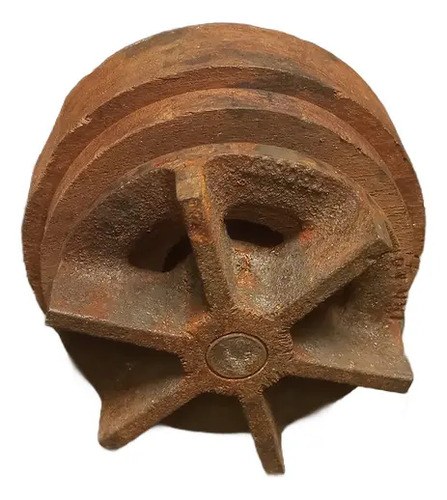 Antigua Turbina De Hierro Y Madera 9.2cm