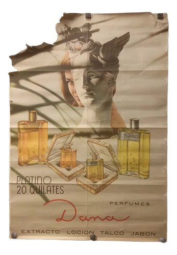 Antiguo Afiche Publicitario Perfumes Dana Original