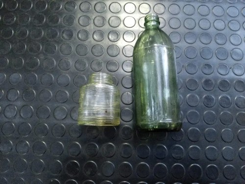 Antiguo Frasco De Fijador York Y Botella De Vidrio