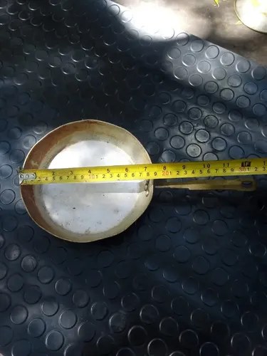 Sartén Antigua Pequeña De Aluminio Y Mango De Bronce Gris - 2